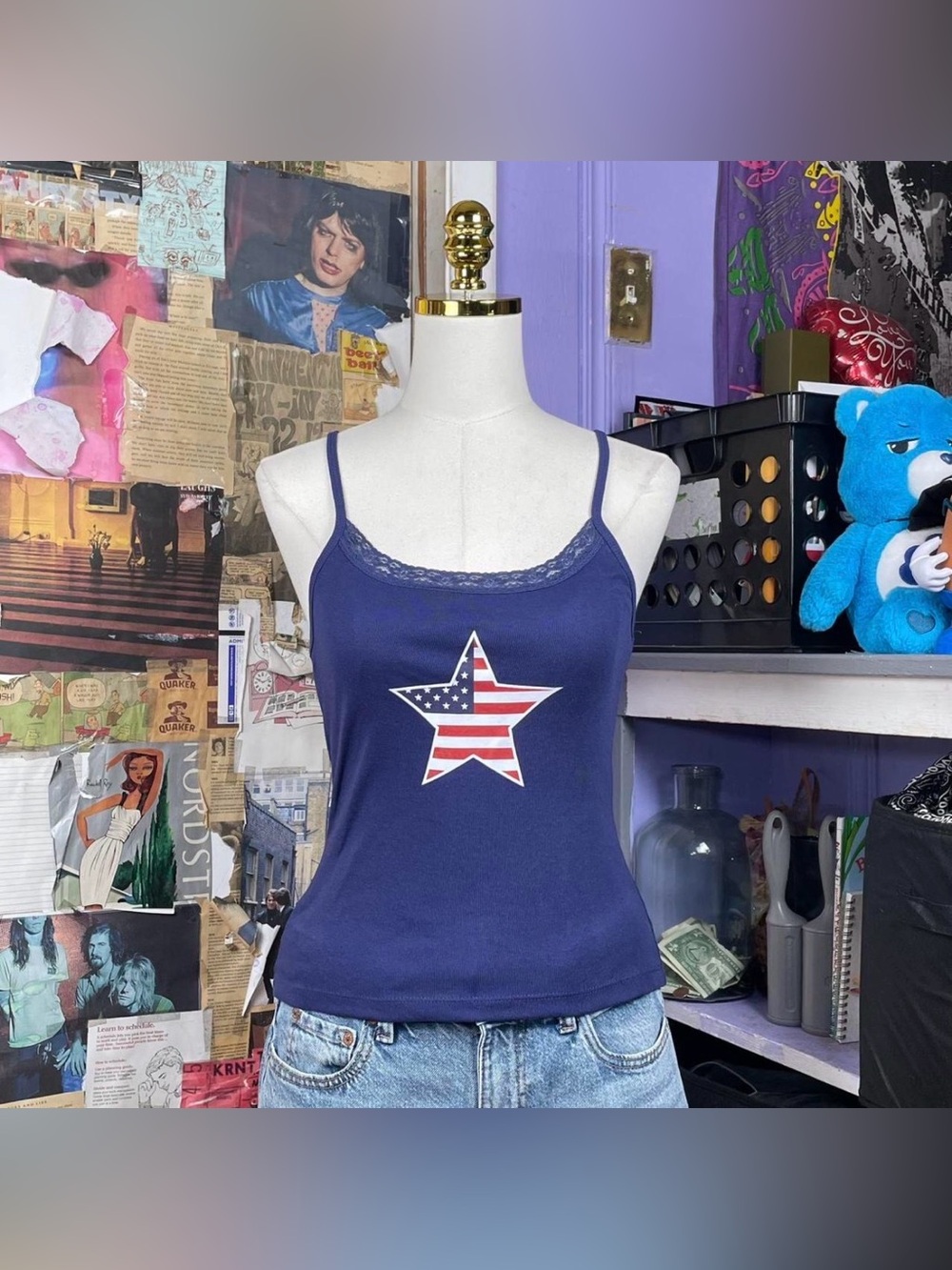 Blue Lace Trim Cami